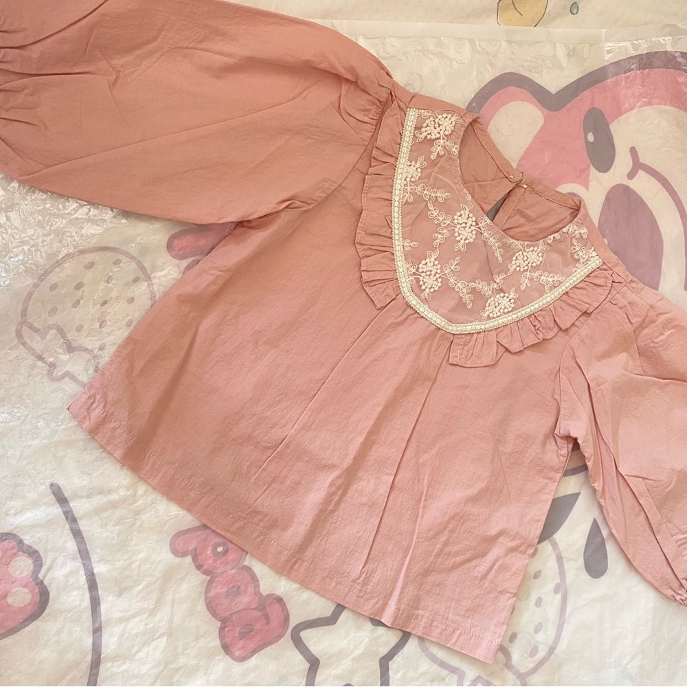 New Baby Wear Pink Lace Trim Kids Top 90/52